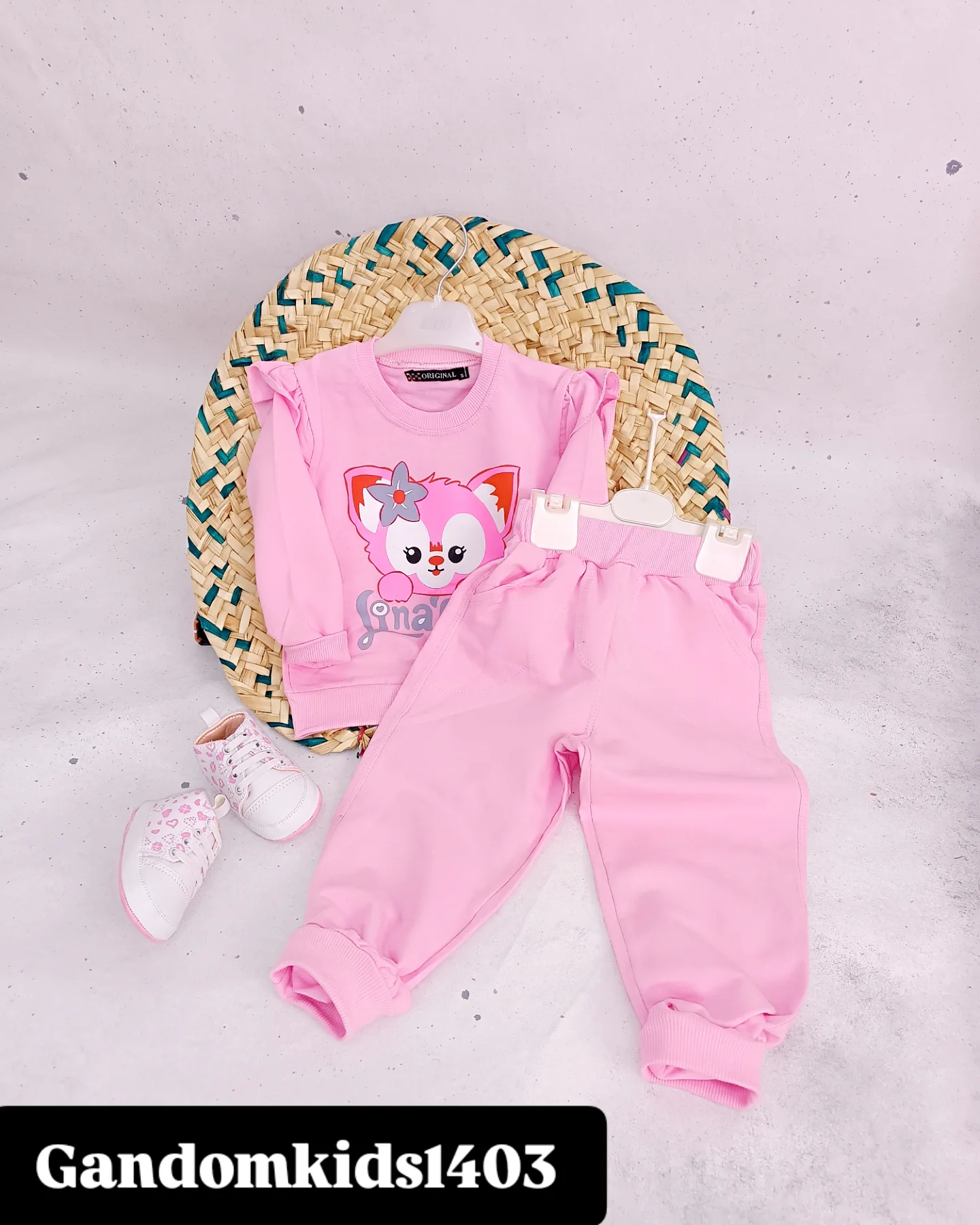 ست بلوز و شلوار  دخترانه روباه دورس پنبه صورتی