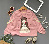 بلوز دورس پنبه لاکرا دخترانه طرح عروسک ،رنگ کالباسی