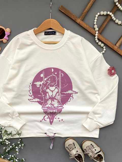 بلوز دورس پنبه لاکرا درجه یک دخترانه چاپ زول رنگ سفید